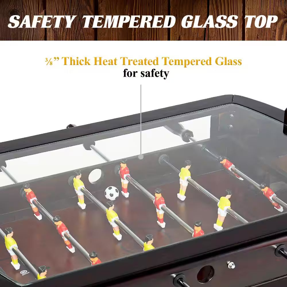 42 In. Foosball Coffee Table, Durable and Stylish Contemporary Design with Tabletop Sports Soccer Balls