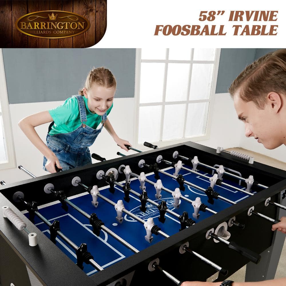 58 In. Irvine Foosball Table, Durable & Stylish Design with Tabletop Sports Soccer Balls, Perfect for Family Game Rooms