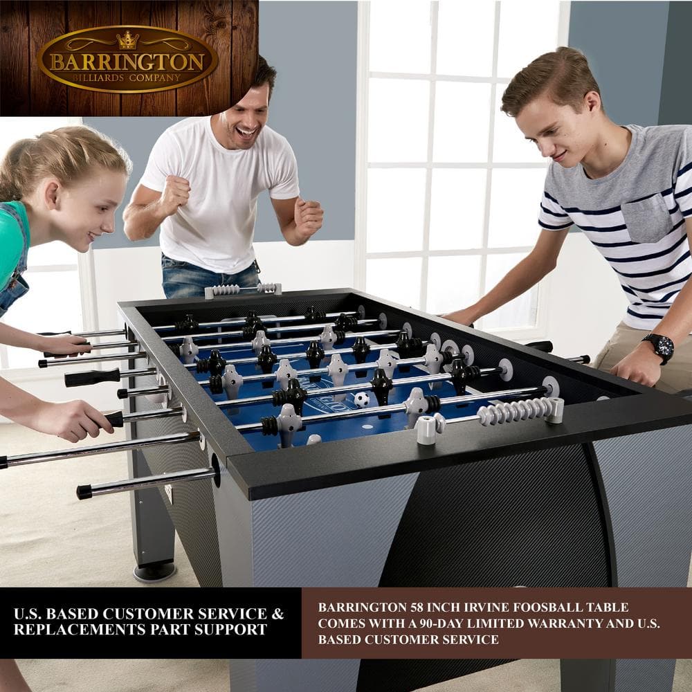 58 In. Irvine Foosball Table, Durable & Stylish Design with Tabletop Sports Soccer Balls, Perfect for Family Game Rooms