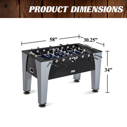 58 In. Irvine Foosball Table, Durable & Stylish Design with Tabletop Sports Soccer Balls, Perfect for Family Game Rooms