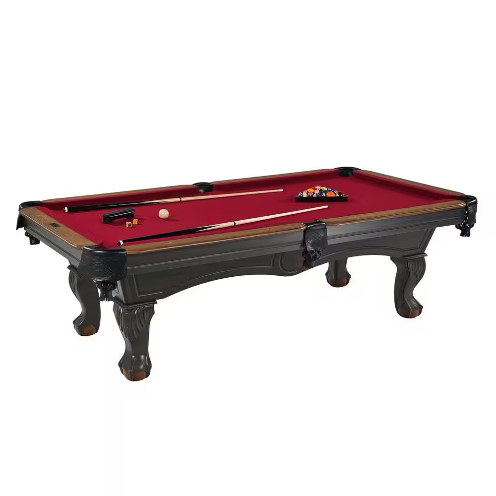 Arlington 8 Ft. Pool Table with Drop Pockets, Cue Sticks and Ball Set
