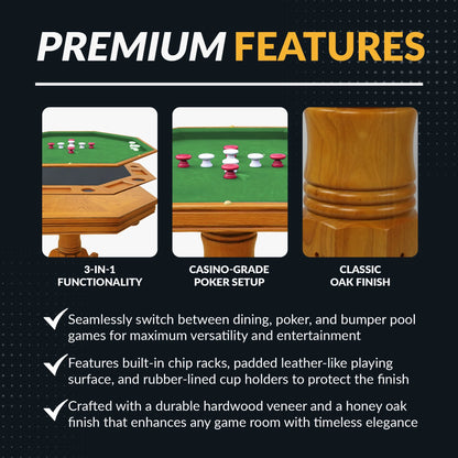 Kingston Oak 3-In-1 Poker Table